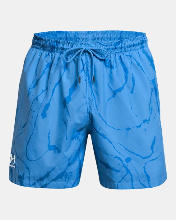 กางเกงขาสั้นพิมพ์ลาย UA Woven Volley สำหรับผู้ชาย in Blue image number 4